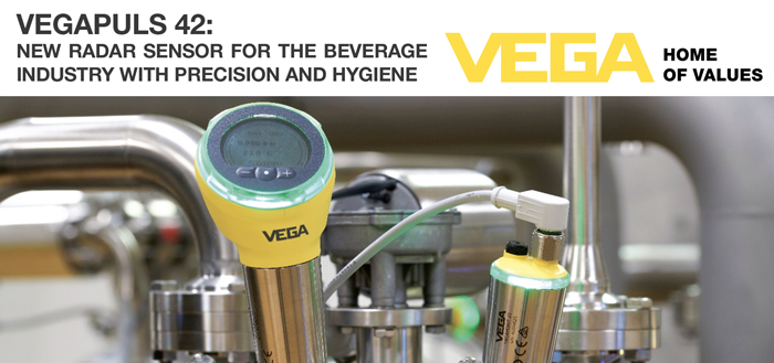 VEGAPULS 42: NEW RADAR SENSOR FOR THE BEVERAGE INDUSTRY<br>WITH PRECISION AND HYGIENE